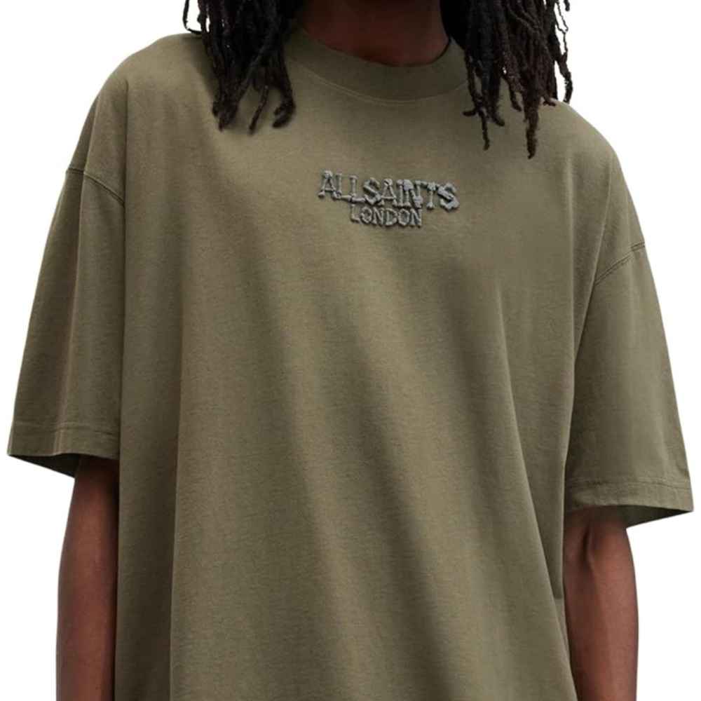 All Saints Men's Khaki Short Sleeve Tee